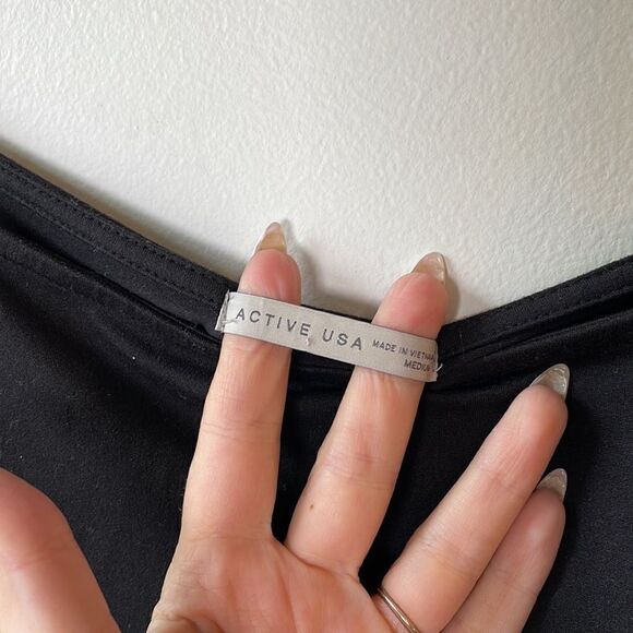 EUC Zara Active USA High Neck Black Spaghetti Tank Top Cinch Side M - Picture 4 of 9